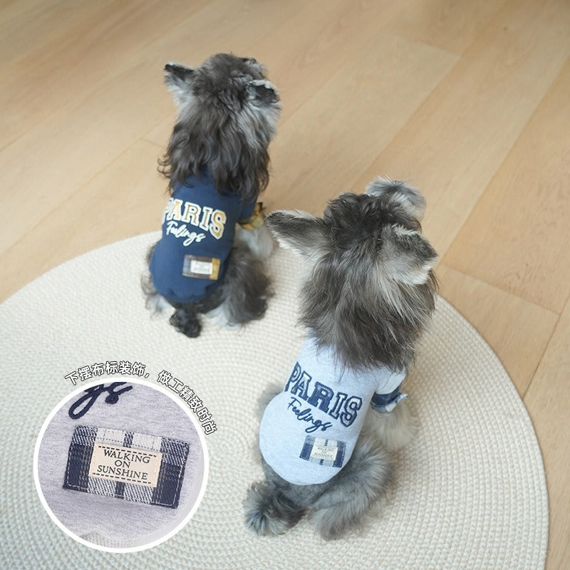 pet Clothes Fall Winter Hoodie Outdoor Color Block Schnauzer Bichon