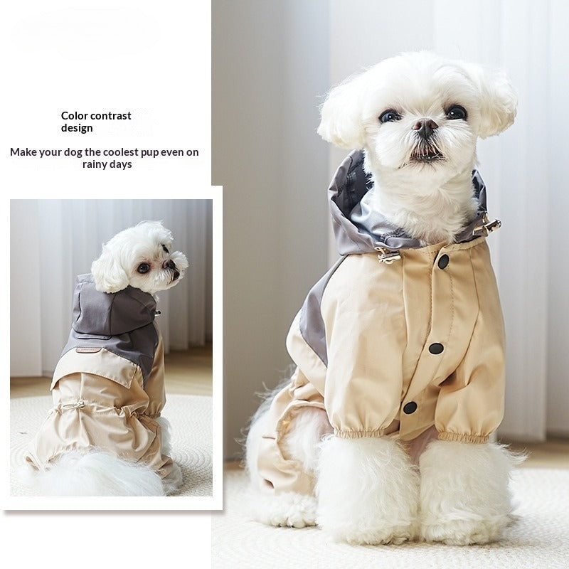 pet Raincoat Waterproof Four-leg Small Medium dog Hooded Wholesale