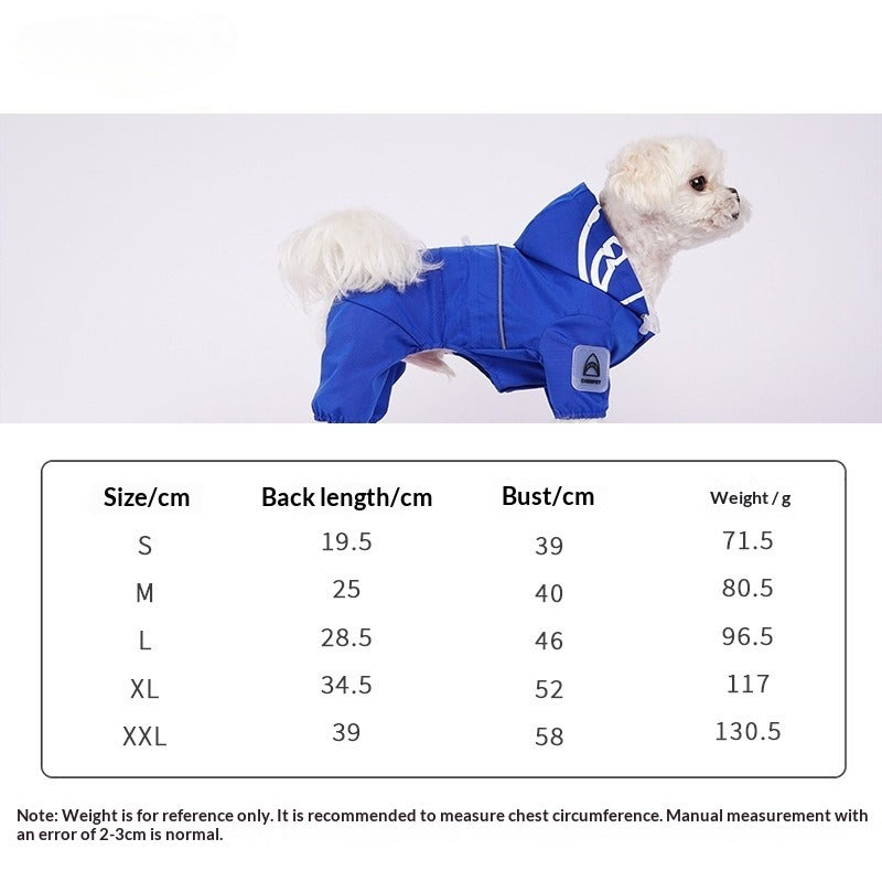 Cross Border pet Outdoor Windbreaker Waterproof Teddy Bichon Schnauzer dog Raincoat