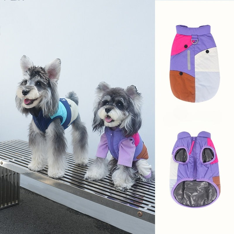 pet Color Block Vest dog Warm Small Dogs Teddy Bichon Thickened Windproof Outdoor Fall Winter Collection