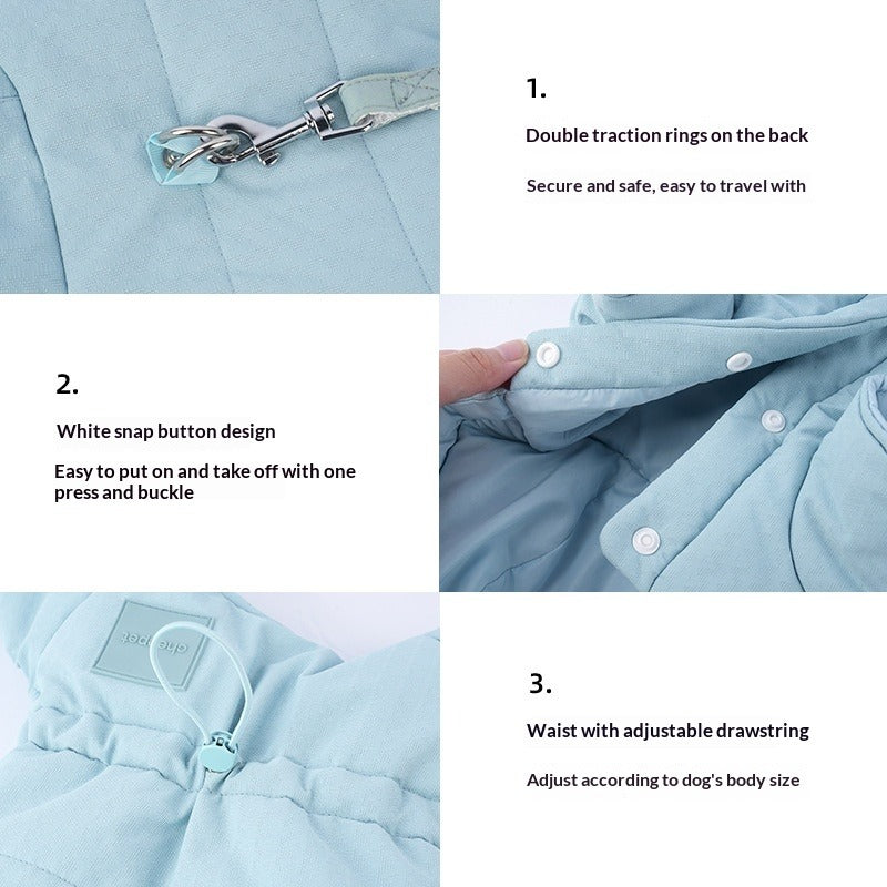 dog Clothes Fall Winter Four Leg Cotton Jacket Teddy Poodle Small Dogs Leash-friendly Thickened pet Clothes Wholesale
