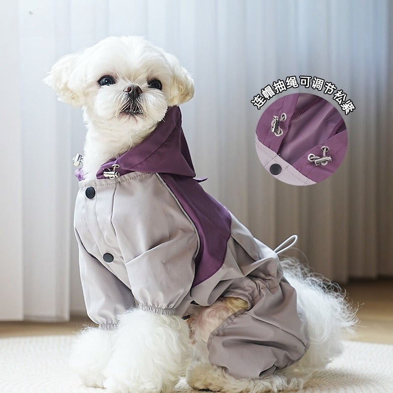 pet Raincoat Waterproof Four-leg Small Medium dog Hooded Wholesale