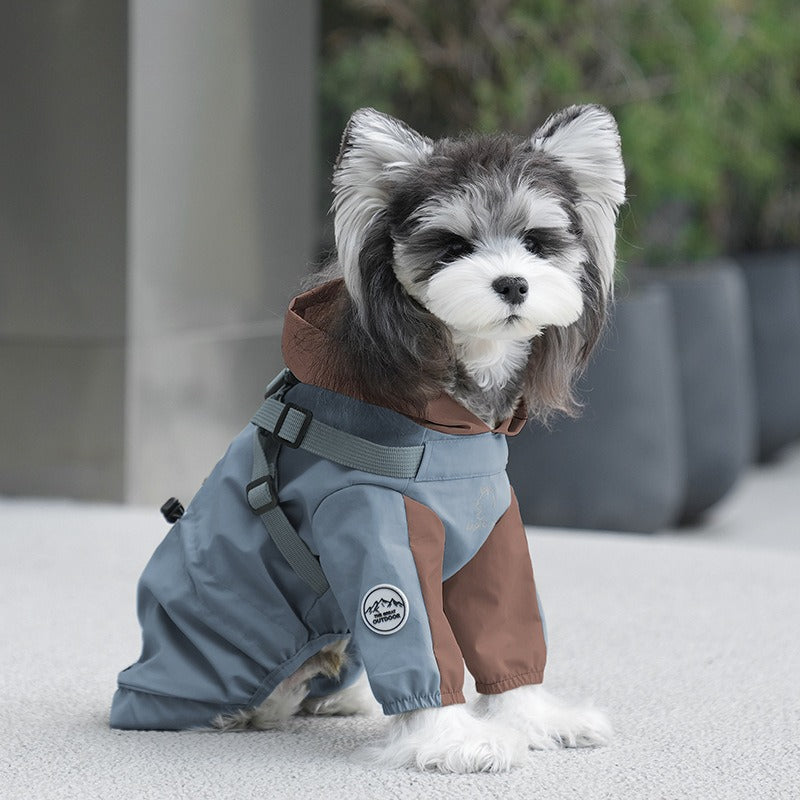Cross Border pet Clothing dog Raincoat Leash-friendly Waterproof Outdoor Windbreaker