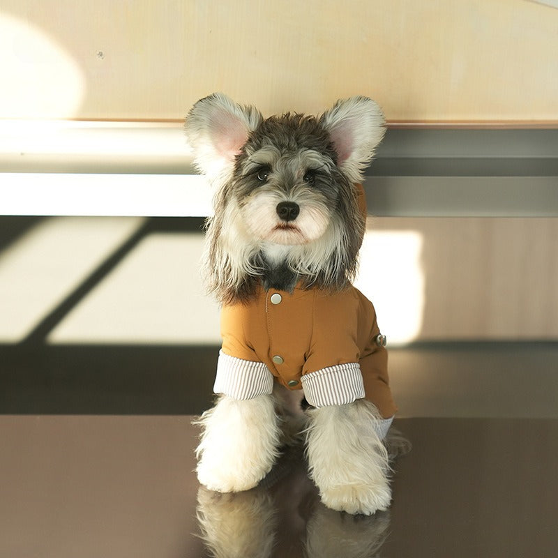 pet Cotton Jacket Winter Warm Small to Medium Dogs Hooded Windproof Waterproof Leash dog Clothes