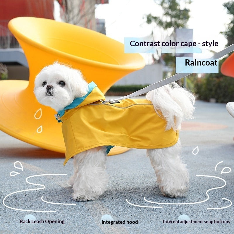pet Four Season Raincoat Sleeveless Raincoat Waterproof dog Hooded Leash-friendly Windbreaker