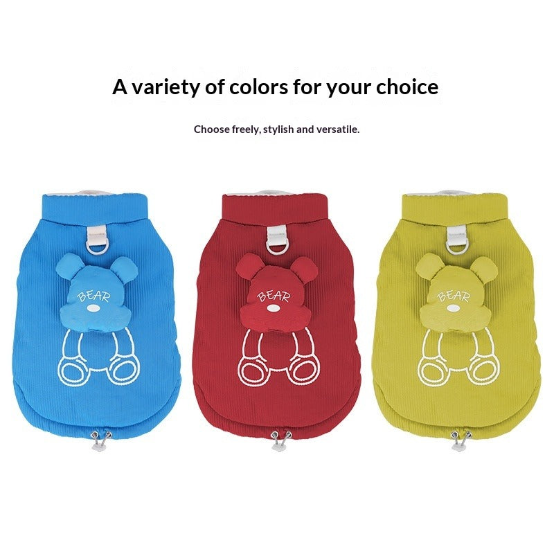 pet Clothes Fall Winter Warm Leash-friendly Cotton Jacket Schnauzer Bichon Sleeveless dog Clothes Wholesale