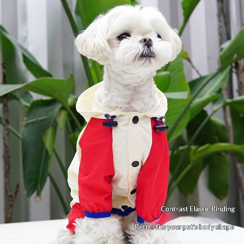 pet Raincoat Color Block Waterproof Small to Medium Dogs dog Clothes Hooded Raincoat Wholesale