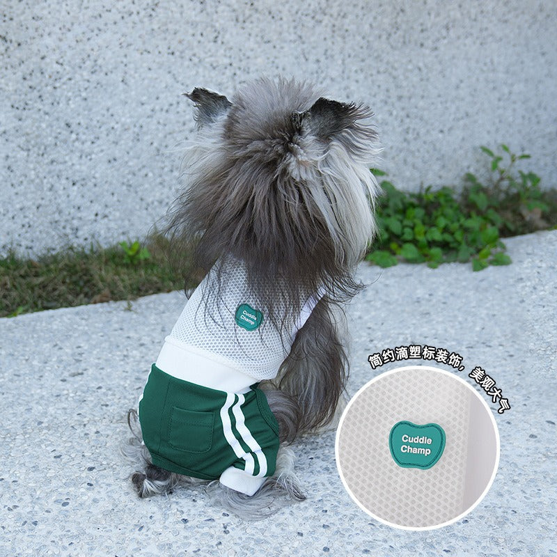 2026 Spring Summer New dog Clothes Mesh Breathable pet Clothes Tennis Sports Four Leg Base Layer