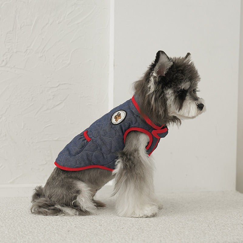 pet Fall Winter Cotton Jacket Schnauzer Bichon Korean Style Warm Sleeveless Vest Wholesale