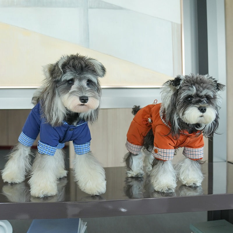 pet Four Leg Cotton Jacket Fall Winter Warm Small to Medium Dogs Teddy Bichon Windproof Waterproof Hooded Color Match