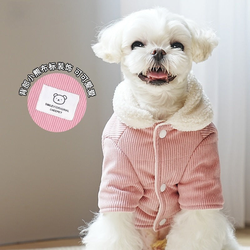 dog Fall Winter Thickened Cotton Jacket dog Teddy Schnauzer Versatile Color Block Lapel pet Clothing Wholesale