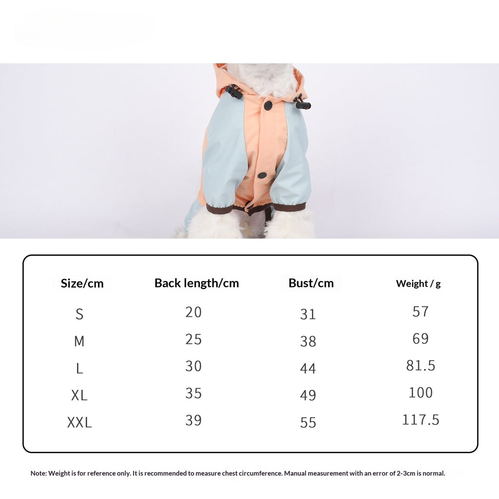pet Raincoat Color Block Waterproof Small to Medium Dogs dog Clothes Hooded Raincoat Wholesale