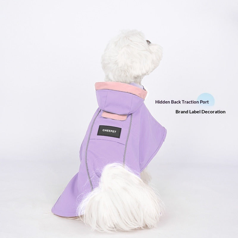 pet Four Season Raincoat Sleeveless Raincoat Waterproof dog Hooded Leash-friendly Windbreaker
