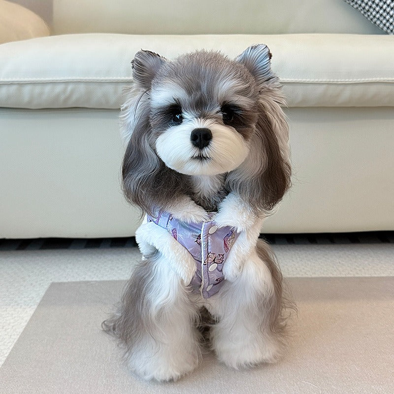 pet Fall Winter New Year Schnauzer Teddy dog Thickened Sleeveless Two Leg Cotton Jacket