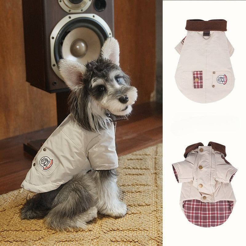 2025 Fall Winter Hot Selling pet Apparel Fashion Warm Schnauzer Bichon Teddy Barn Style dog Clothes
