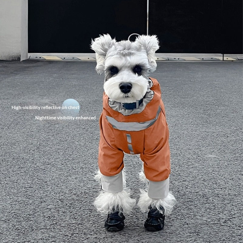 pet Raincoat Fall Winter Windproof Waterproof Four Leg Outdoor Windbreaker Schnauzer Bichon One Piece Walking