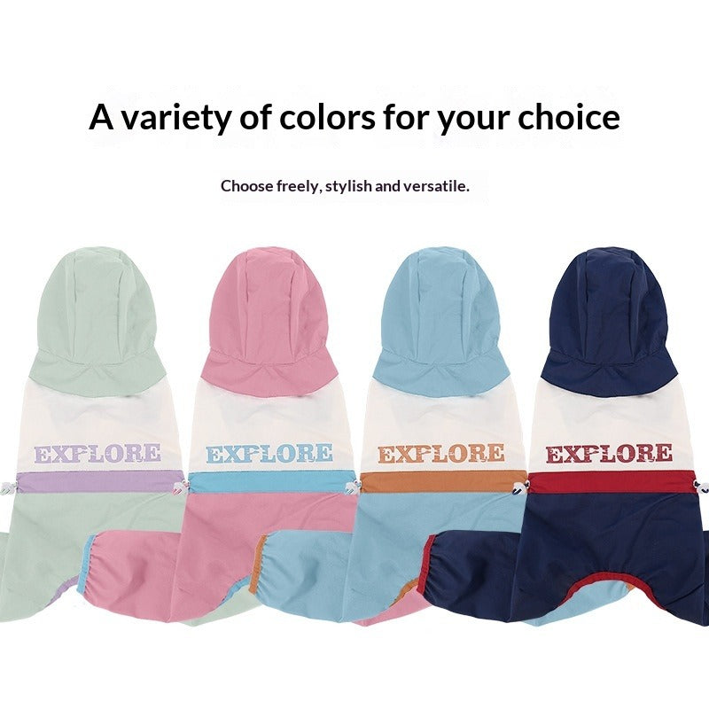 dog Spring Summer Raincoat Color Block Four Leg Walking Teddy Schnauzer Small to Medium Dogs Wholesale
