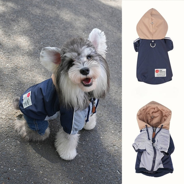 Fall & Winter Two-Leg Dog Cotton Jacket – Warm Windproof Hooded Coat