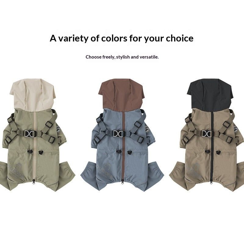 Cross Border pet Clothing dog Raincoat Leash-friendly Waterproof Outdoor Windbreaker