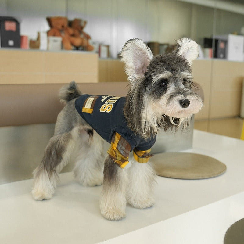 pet Clothes Fall Winter Hoodie Outdoor Color Block Schnauzer Bichon