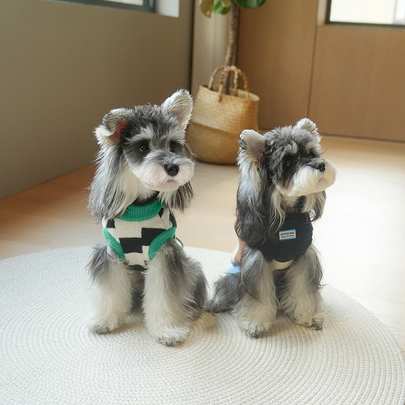 Fall Winter pet Clothing dog Sweater Plaid Warm Versatile Pomeranian Bichon