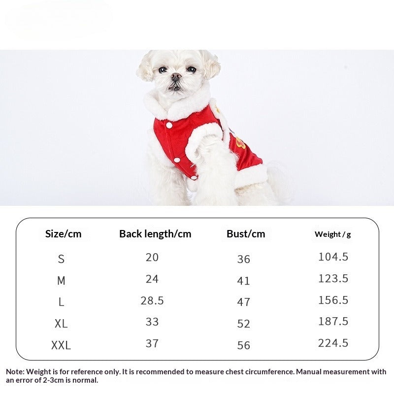 pet Fall Winter dog Warm Festival Cotton Jacket Lapel Two Leg Wholesale