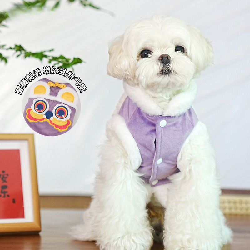 pet Fall Winter dog Warm Festival Cotton Jacket Lapel Two Leg Wholesale