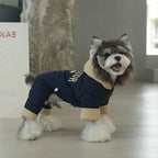 dog Clothes Fall Winter Color Match Hooded Windbreaker Teddy Schnauzer Warm Four Leg Cotton Jacket