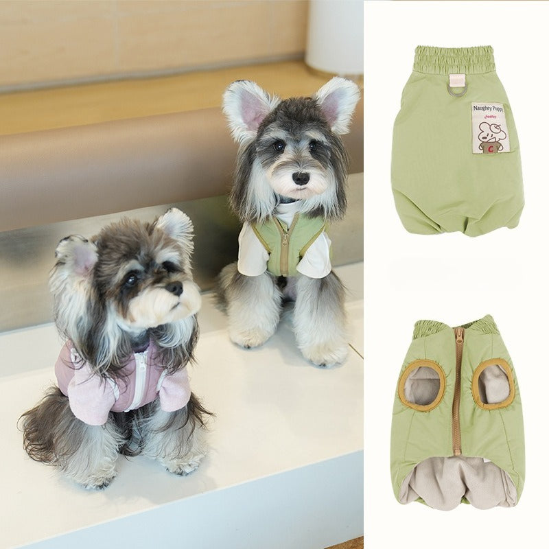 New Arrival pet Clothes Fall Winter dog Warm Simple Outerwear Vest Leash Bichon
