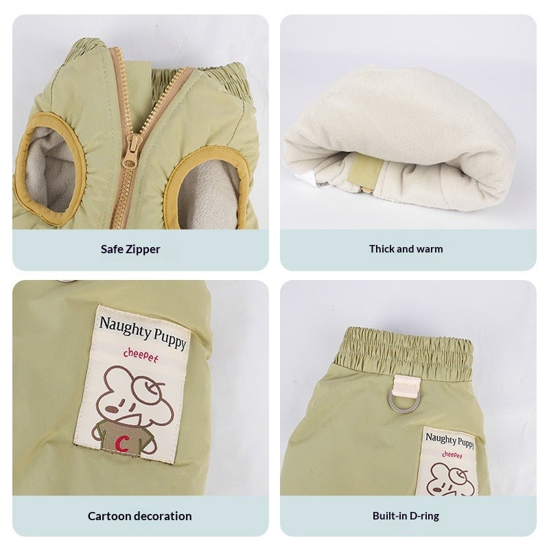New Arrival pet Clothes Fall Winter dog Warm Simple Outerwear Vest Leash Bichon