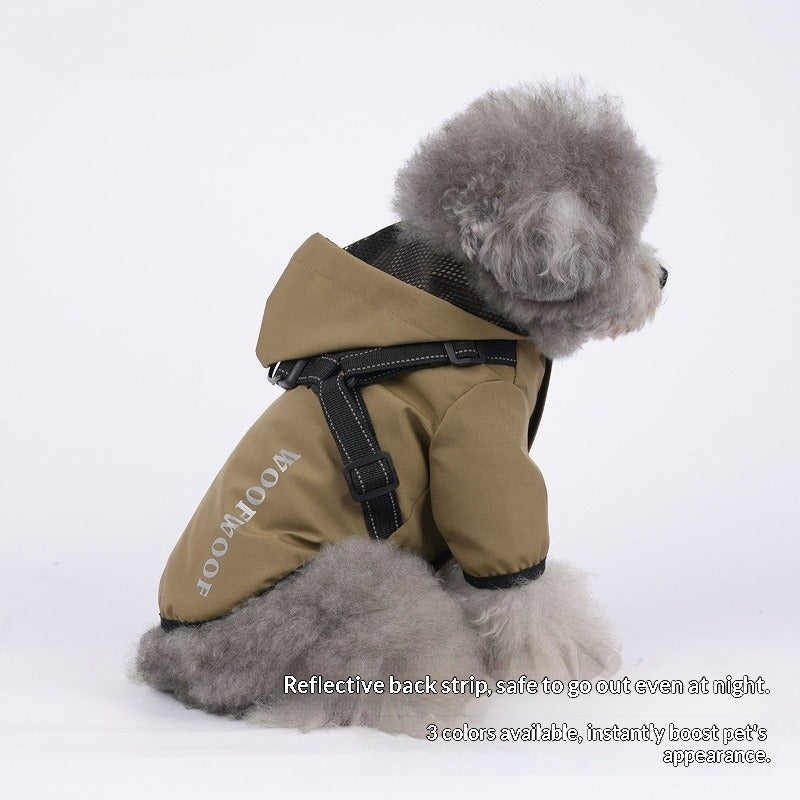 Cross Border Outdoor Harness Waterproof Raincoat Teddy Bichon Small Dogs Windbreaker