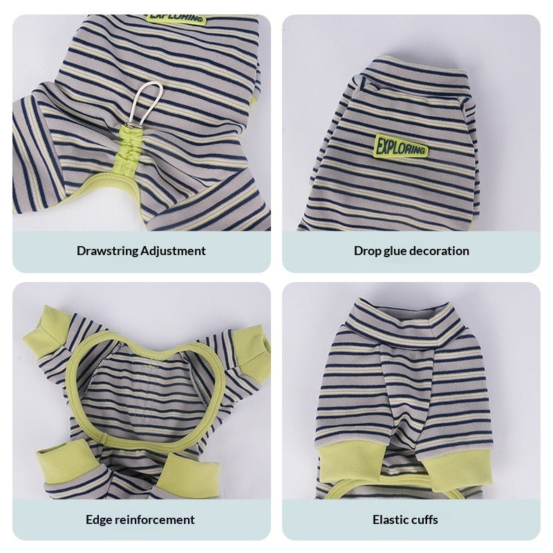 Striped Casual Four Leg Base Layer Small Dogs pet Clothing Schnauzer dog Clothes Fall Winter Collection