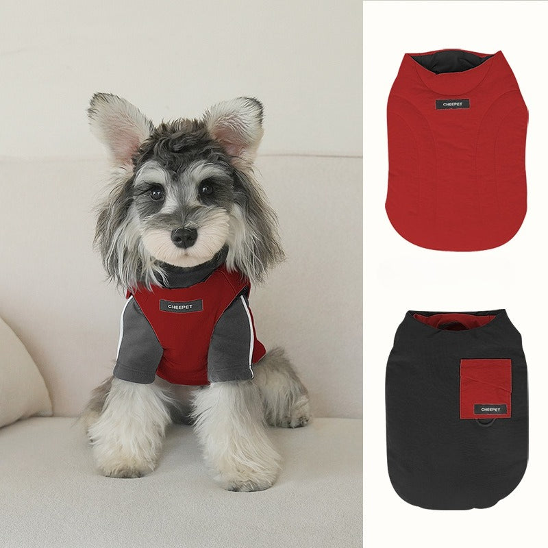 pet Fall Winter dog Maltese Small Dogs Color Block Cotton Jacket Vest Warm
