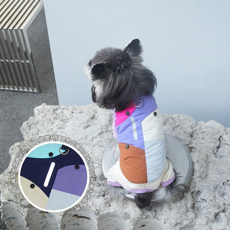 pet Color Block Vest dog Warm Small Dogs Teddy Bichon Thickened Windproof Outdoor Fall Winter Collection