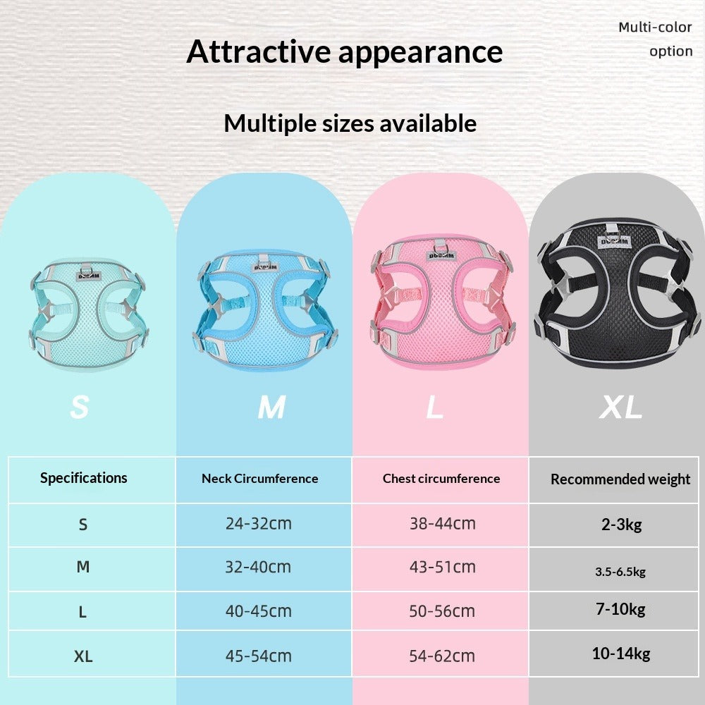 Summer New Leash Lightweight pet Harness Vest Breathable dog Harness
