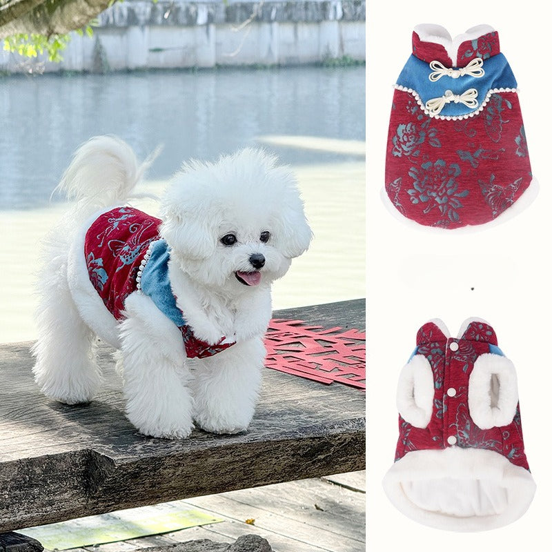 pet Cotton Jacket Fall Winter New Year Sleeveless Vest Warm Thickened