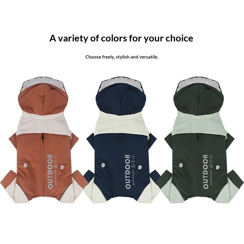 pet Raincoat dog Raincoat Four Season Hooded pet Windbreaker Waterproof Windproof Raincoat