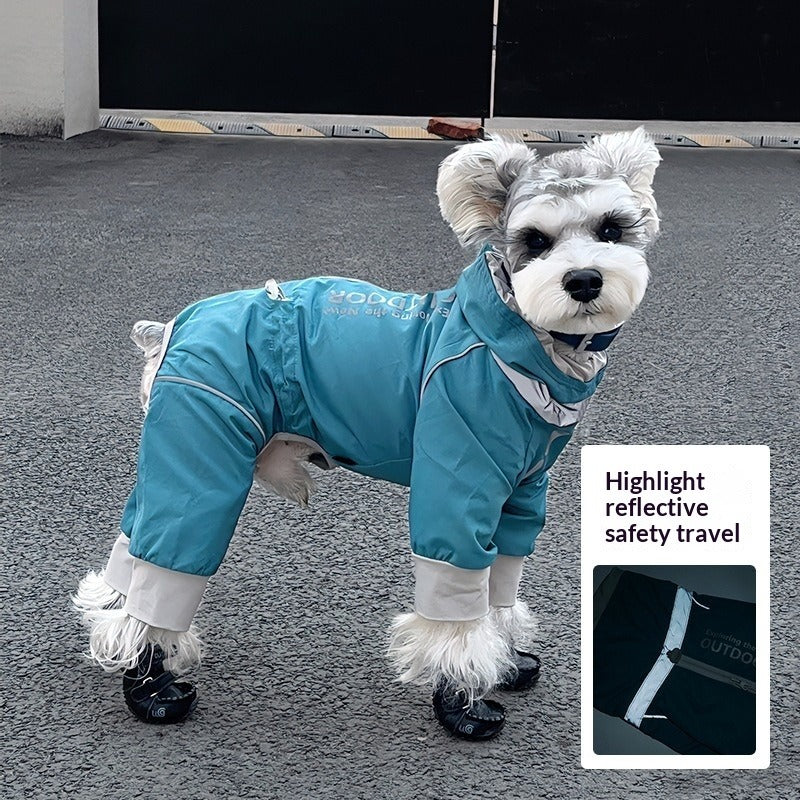 pet Raincoat Fall Winter Windproof Waterproof Four Leg Outdoor Windbreaker Schnauzer Bichon One Piece Walking