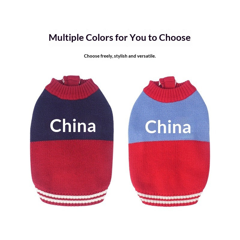 Autumn Winter Warm Zipper Knitwear Two-leg Small dog Sweater Factory