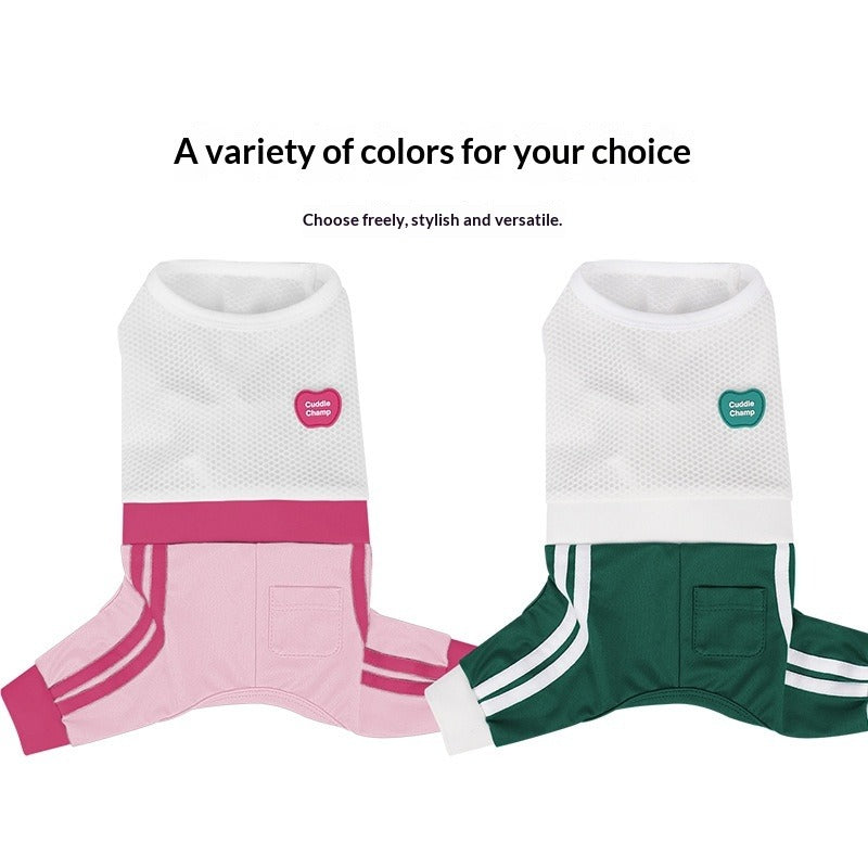 2026 Spring Summer New dog Clothes Mesh Breathable pet Clothes Tennis Sports Four Leg Base Layer