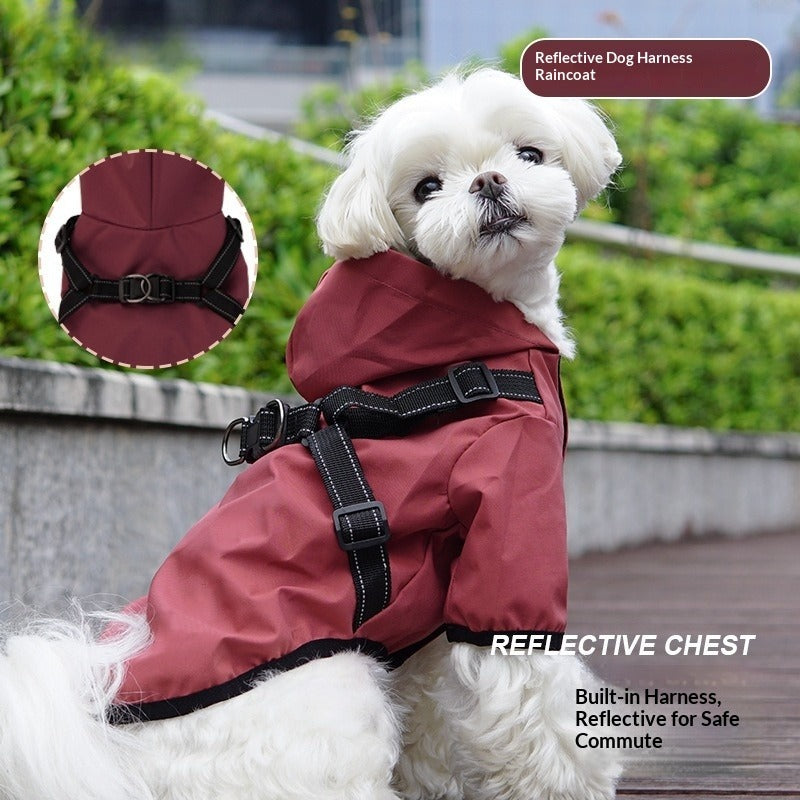Cross Border Outdoor Harness Waterproof Raincoat Teddy Bichon Small Dogs Windbreaker