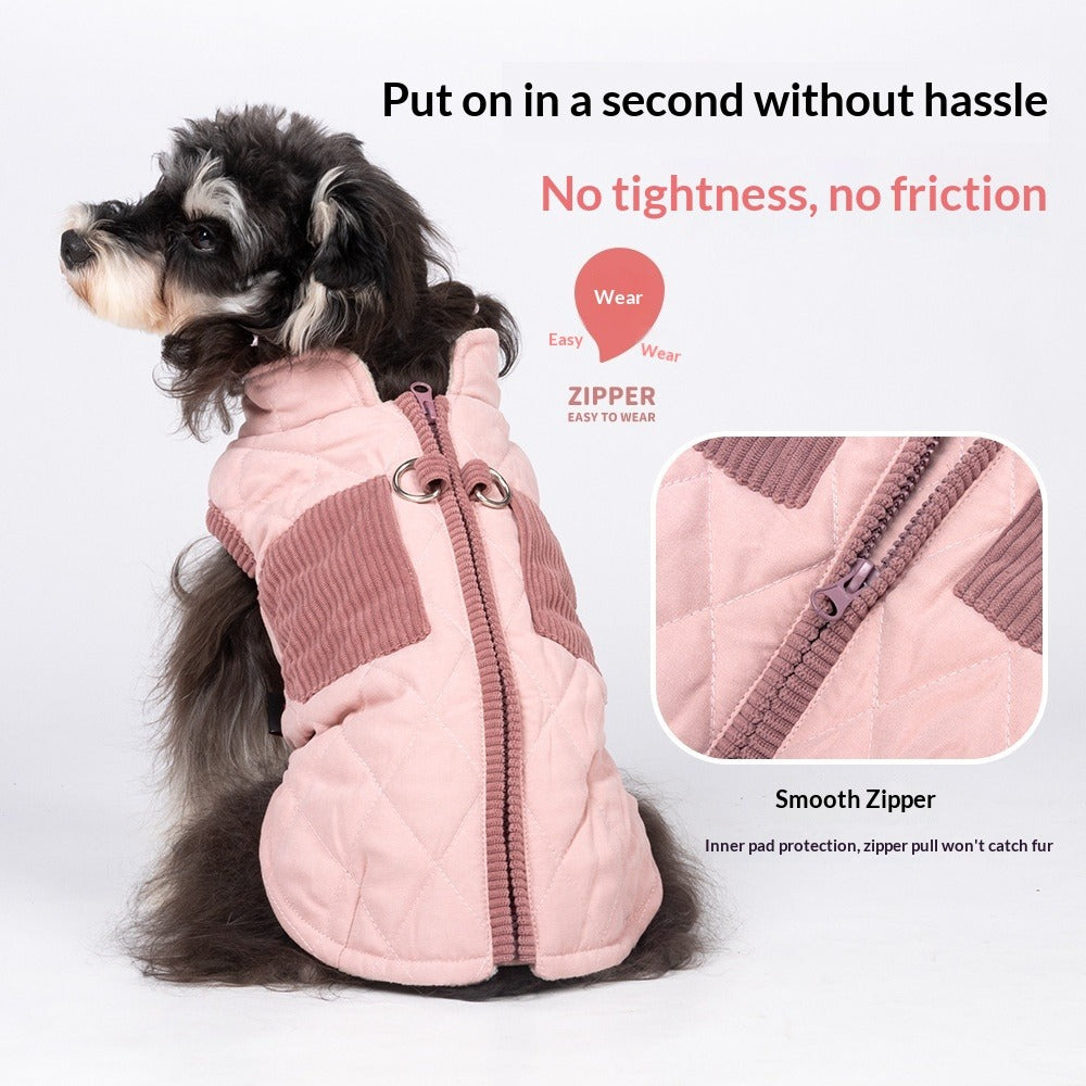 Autumn Winter Diamond Quilted Warm Fleece Large dog Cotton Jacket