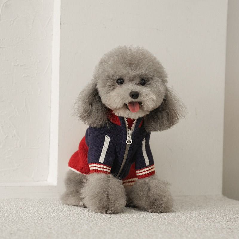 Autumn Winter Warm Zipper Knitwear Two-leg Small dog Sweater Factory