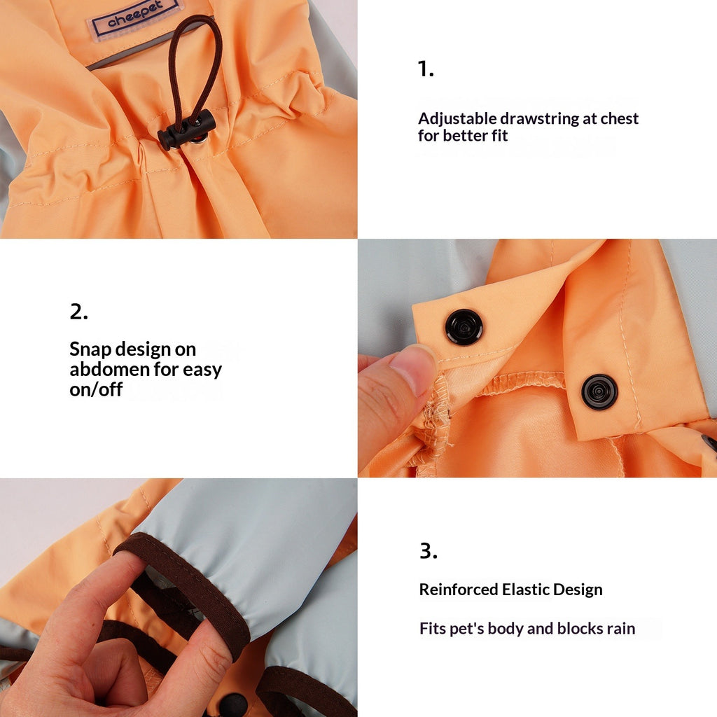 pet Raincoat Color Block Waterproof Small to Medium Dogs dog Clothes Hooded Raincoat Wholesale
