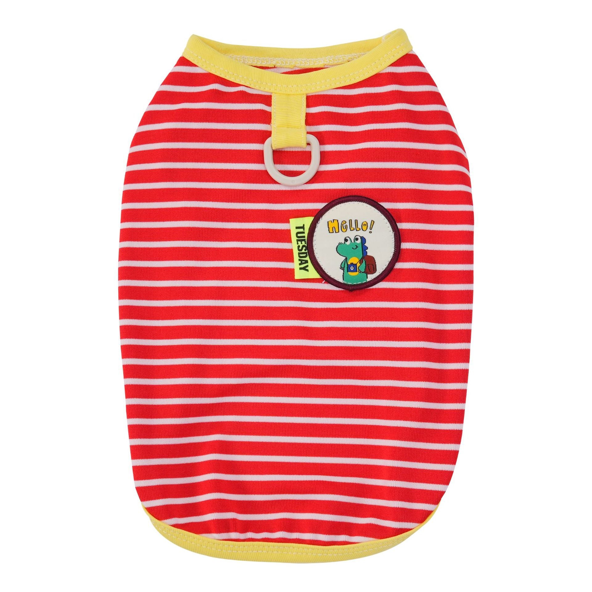 Pet clothes dog cat clothes pet apparel spring/summer new pet vest 26 dinosaur logo striped vest