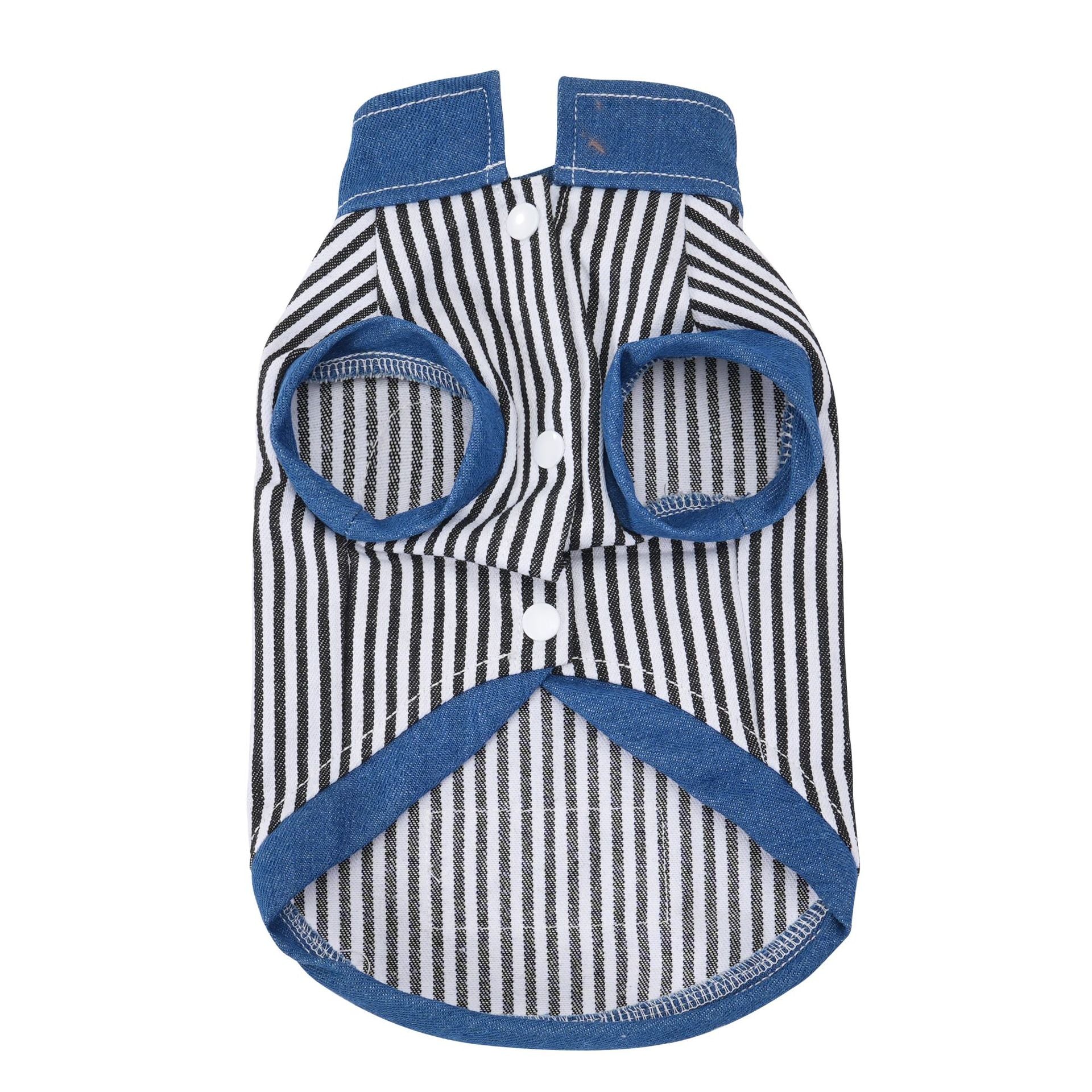 Pet clothes dog cat clothes breathable denim pet clothing spring and summer new pet 26 stripe denim jacket