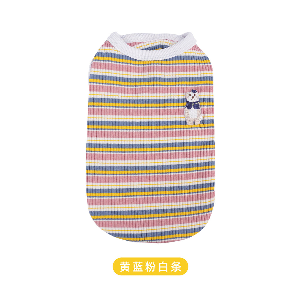 pet Spring Summer Striped Color Match Vest Teddy Schnauzer Bichon dog Clothes Wholesale