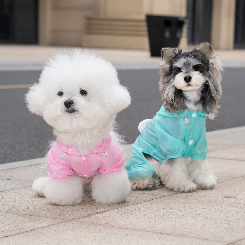 Pet apparel waterproof pet clothes dog clothes four-legged suit spring/summer new 1.3kg color hooded skin suit