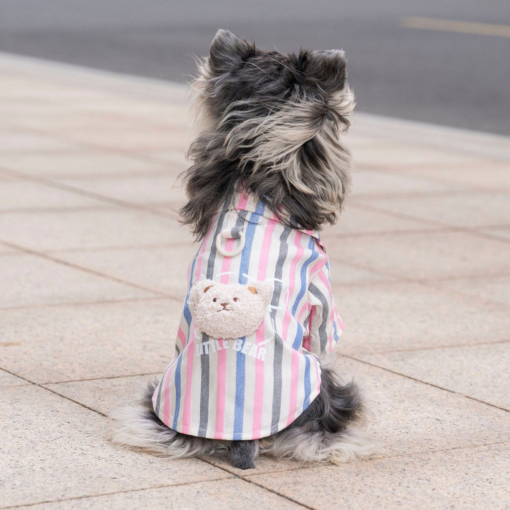Pet clothes dog cat clothes breathable pet clothing spring and summer new pet 26 doll bear vertical stripe shirt