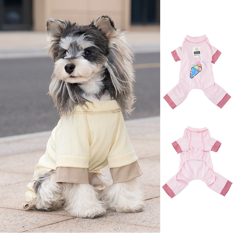Pet apparel, dog clothes, four-legged outfit, korean style, new spring/summer collection, 26 ice cream print, four-legged design
